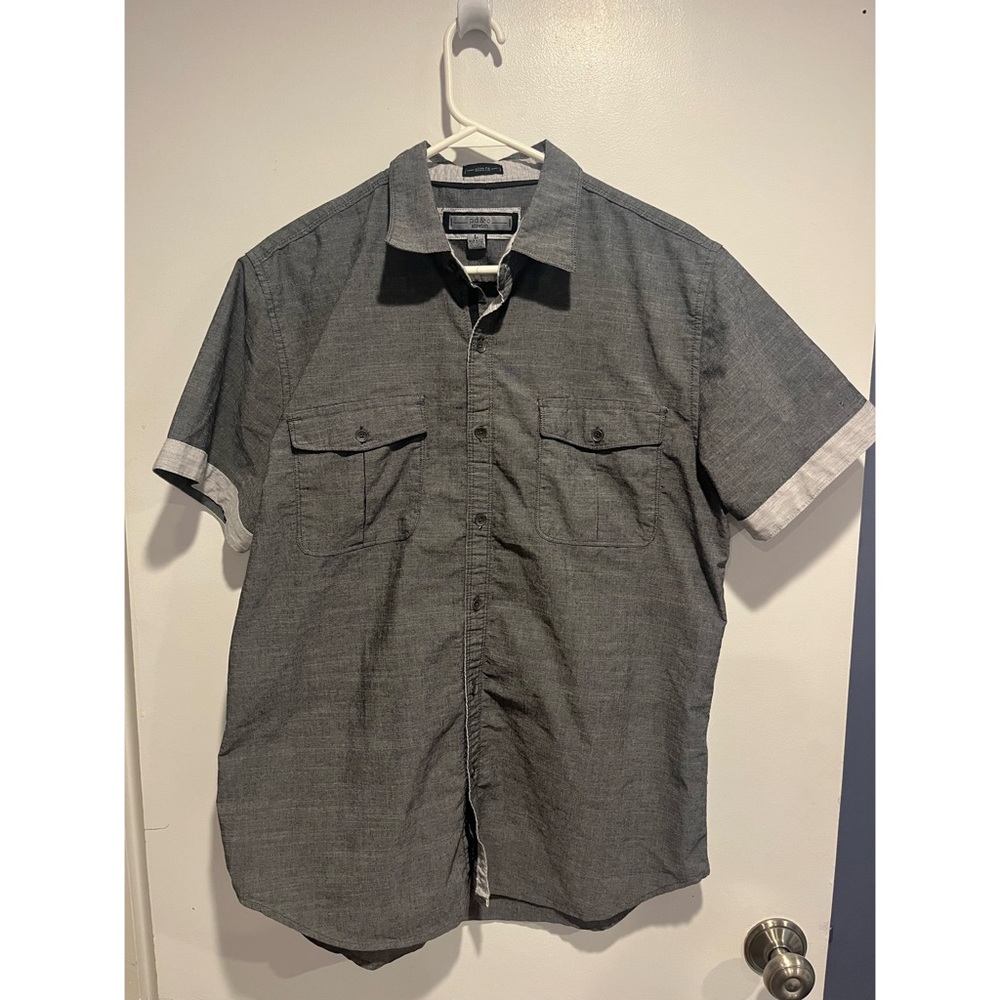 pd&c button up shirt. Slim fit. Stretch. Men’s. Large. Gray.
